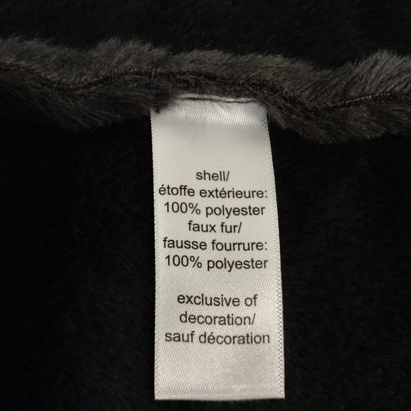 Maurices Womens Dark Gray Faux Suede Vest Shimmer Faux Fur Lining Snap Size L - Picture 9 of 9